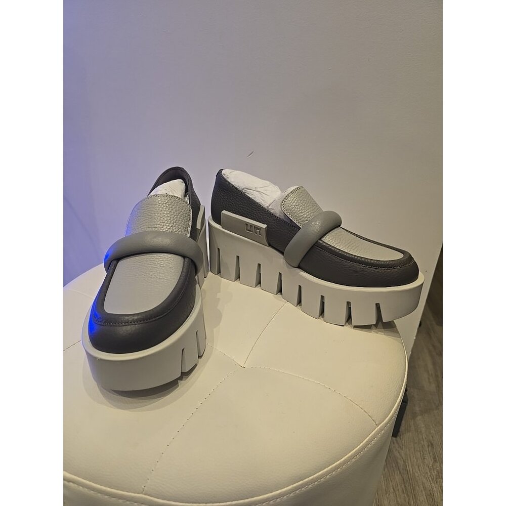 United Nude Loafers Composite Grip Shoes Gray Leather Wedge Chunky Platform 40 9 - Picture 2 of 10